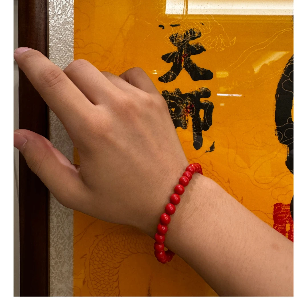 含辰砂工艺品驱避正红手串