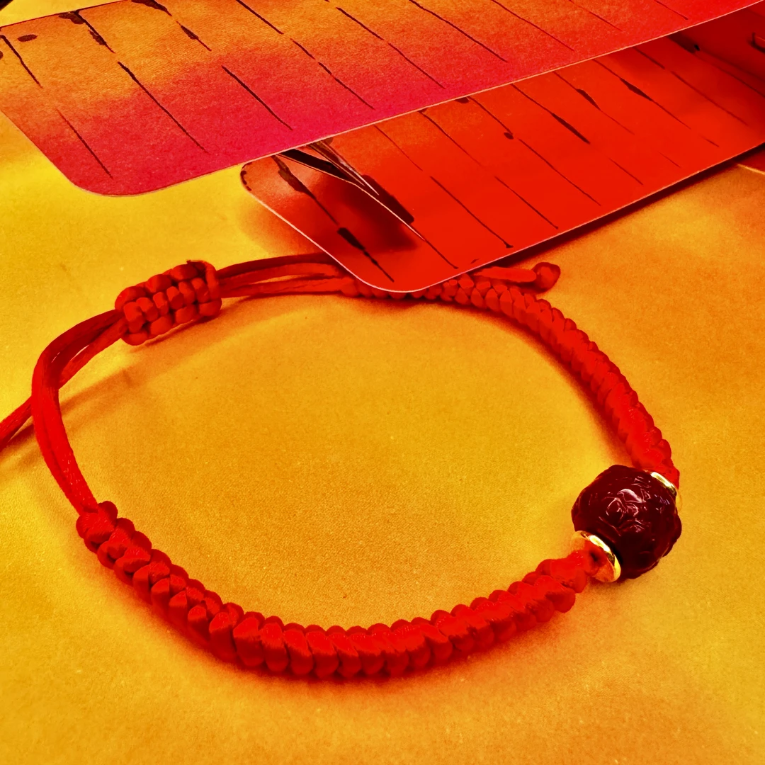 含辰砂工艺品双莲花朱砂修心趋避手绳