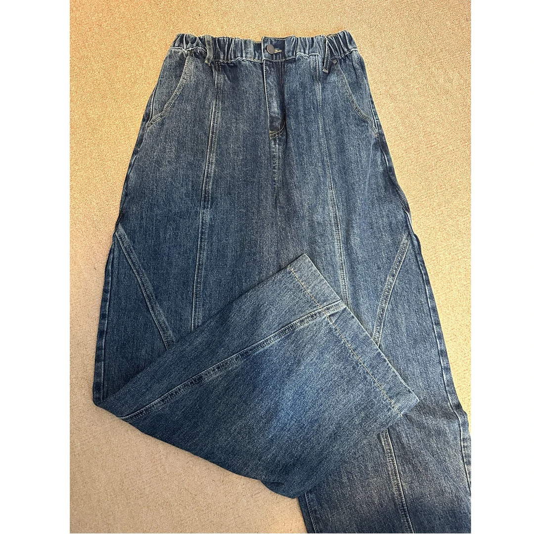 宽松帅气复古水洗做旧牛仔裤