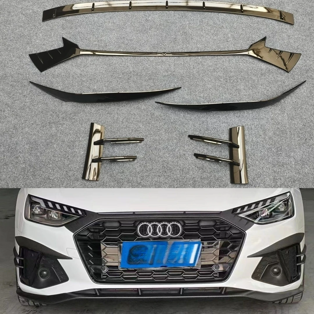 专用20-24款奥迪A4LS4前铲风刀灯眉扰流板碳纤亮黑化套件包围