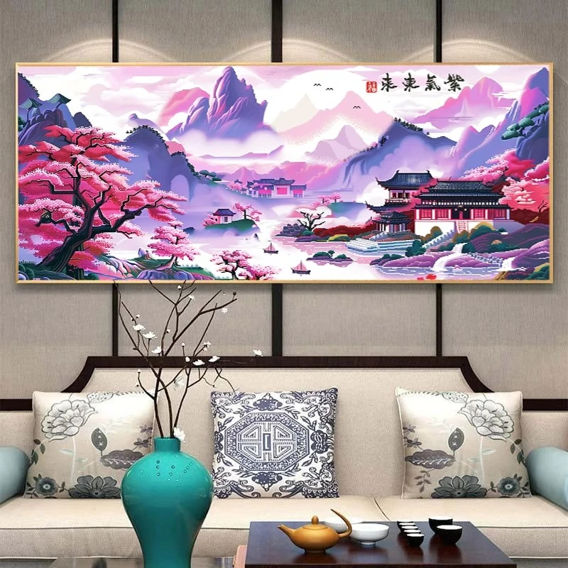 紫气东来十字绣2025新款线绣客厅满绣刺绣手工自己绣大幅大气