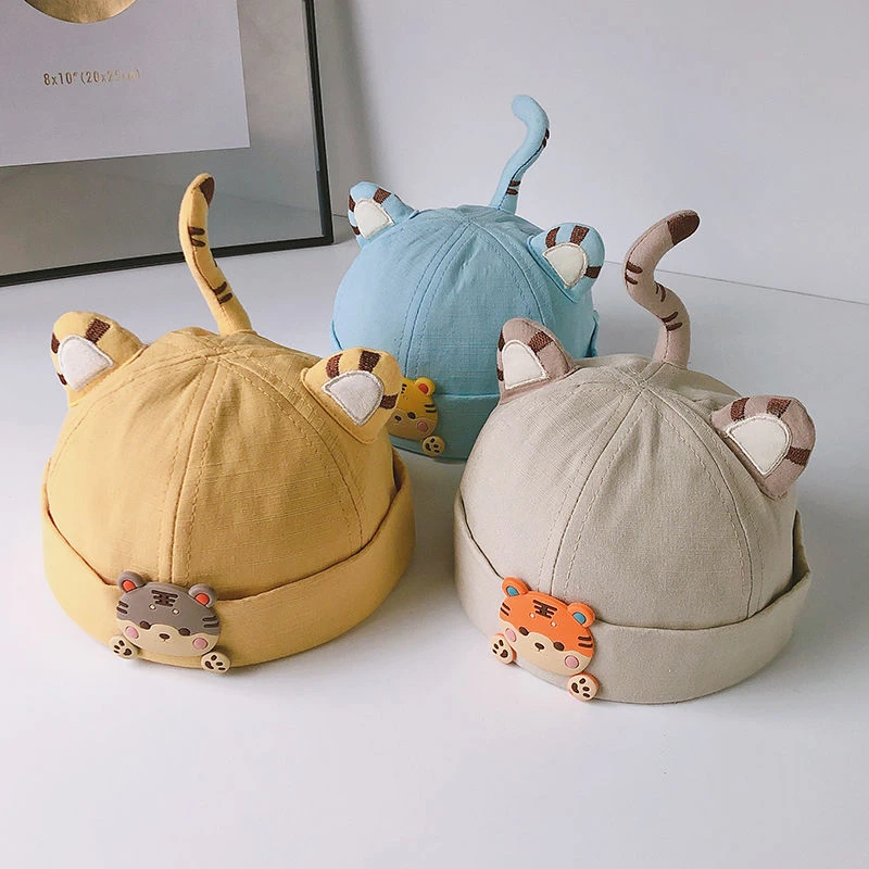 0-2岁婴儿帽春秋薄款遮阳儿童韩潮地主帽可爱超萌宝宝雅痞瓜皮帽