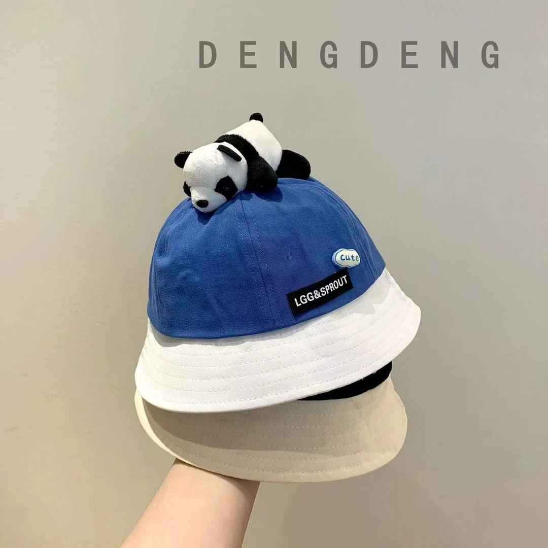 宝宝帽子春秋熊猫大帽檐遮阳防晒帽可爱超萌男女童渔夫帽夏季盆帽