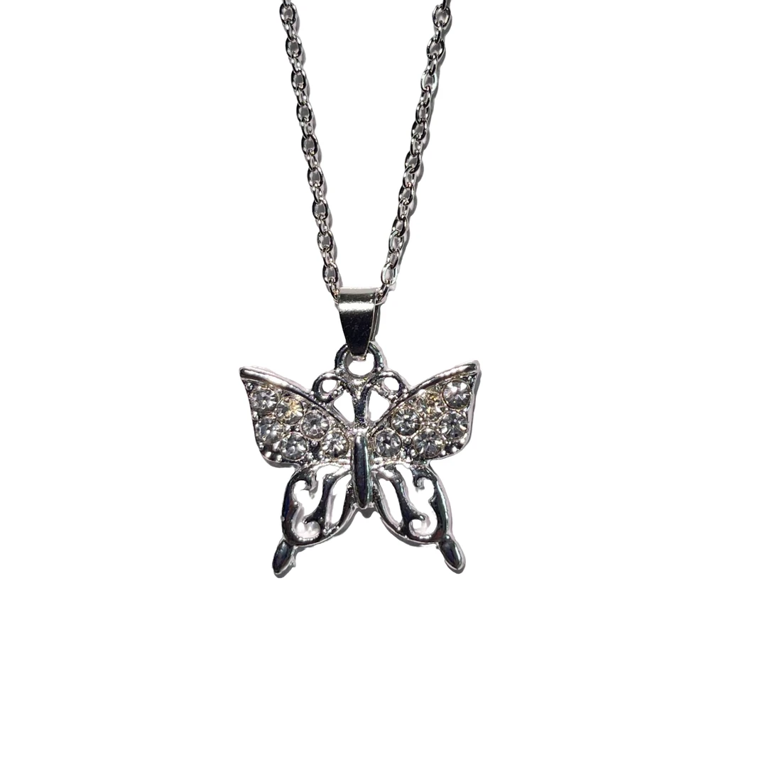 铜合金项链 【1309号】银色蝴蝶项链镂空高级感ins个性小众时尚