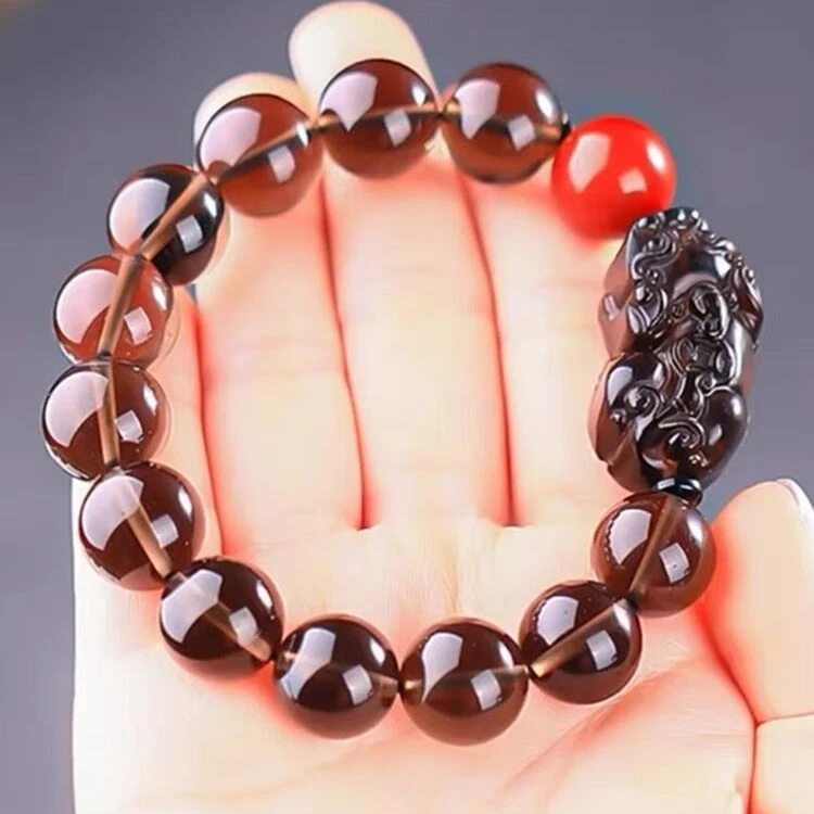 天然冰曜石手串黑曜石玛瑙貔貅手链简约大气本命年佩戴饰品礼物男