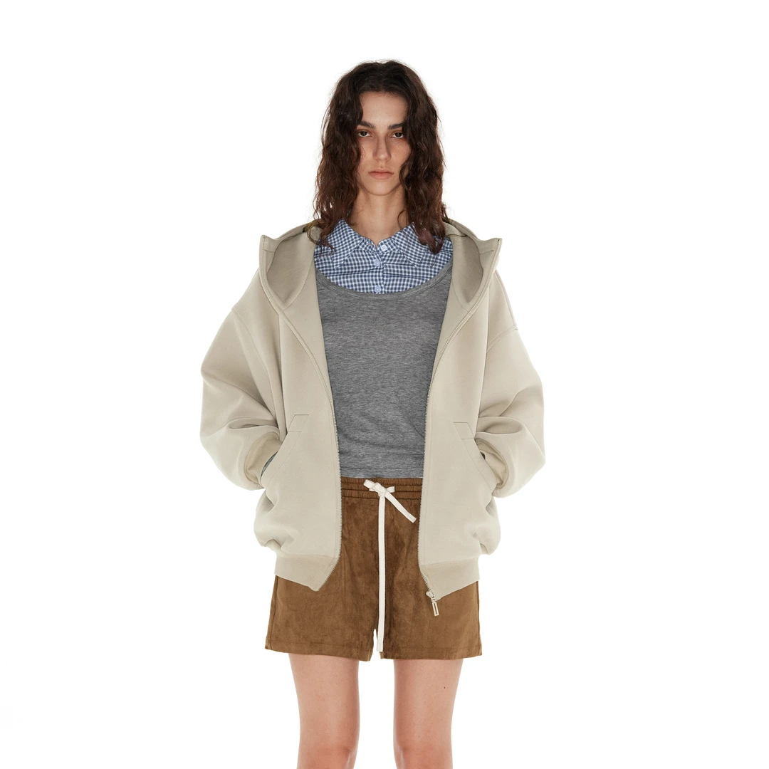 NUTH——“凝聚空气”宽松百搭oversize连帽卫衣空气感拉链厚外套