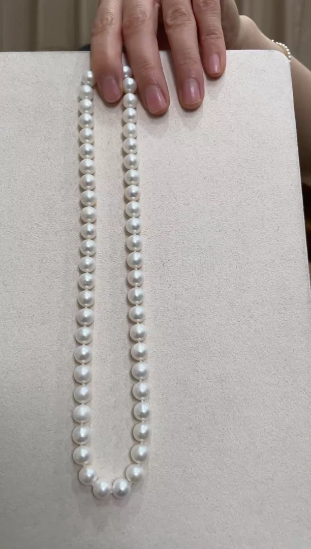 【闪购商品】淡水珍珠项链银S925镶嵌8-9mm淡水无核项链