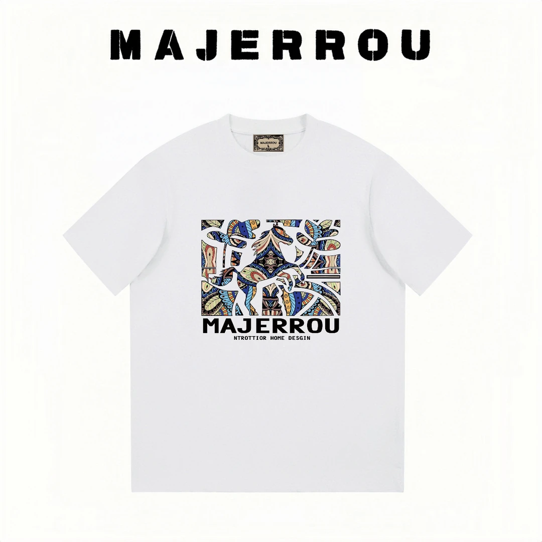 MAJERROU/玛基欧皇家战马短袖宽松青春流行男士短袖t恤官方正品