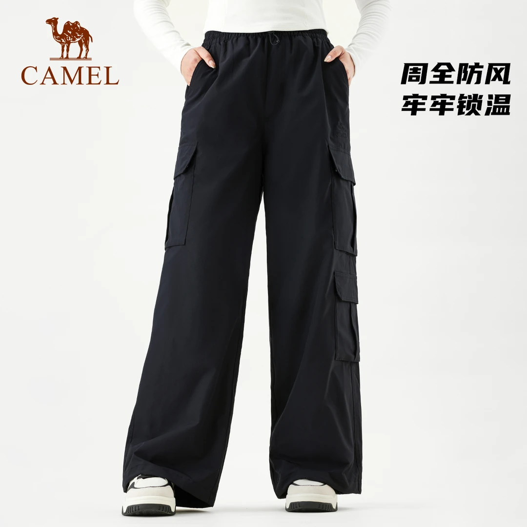 骆驼户外休闲裤女薄绒保暖裤2025秋冬季新款防泼水防风工装裤9823