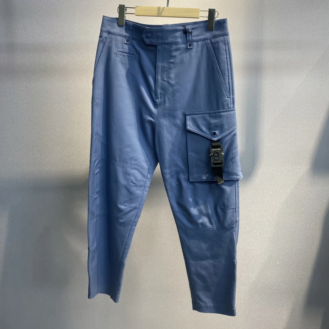 全新未使用 DIOR/迪奥 男士蓝色锁扣工装裤 透气 休闲裤115297
