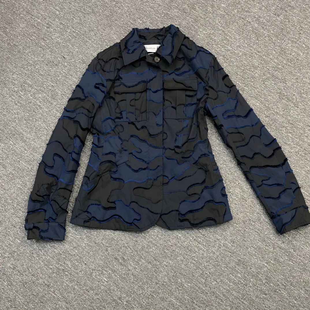 全新未使用 DIOR/迪奥 女士 深蓝色胸口口袋外套迷彩休闲款114469