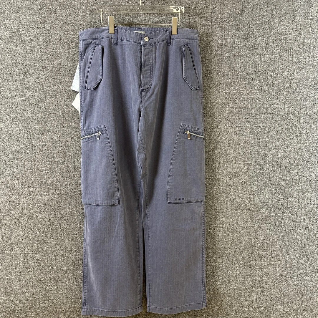 全新未使用 DIOR/迪奥 男士雾霾蓝阔腿休闲工装裤 牛仔裤128916