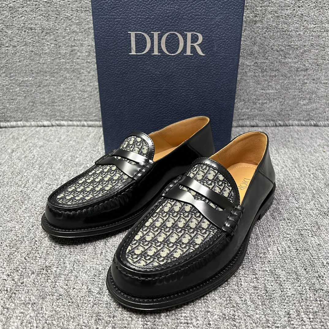全新未使用 DIOR/迪奥 男士 鞋面老花可踩脚后跟乐福鞋经典商务款