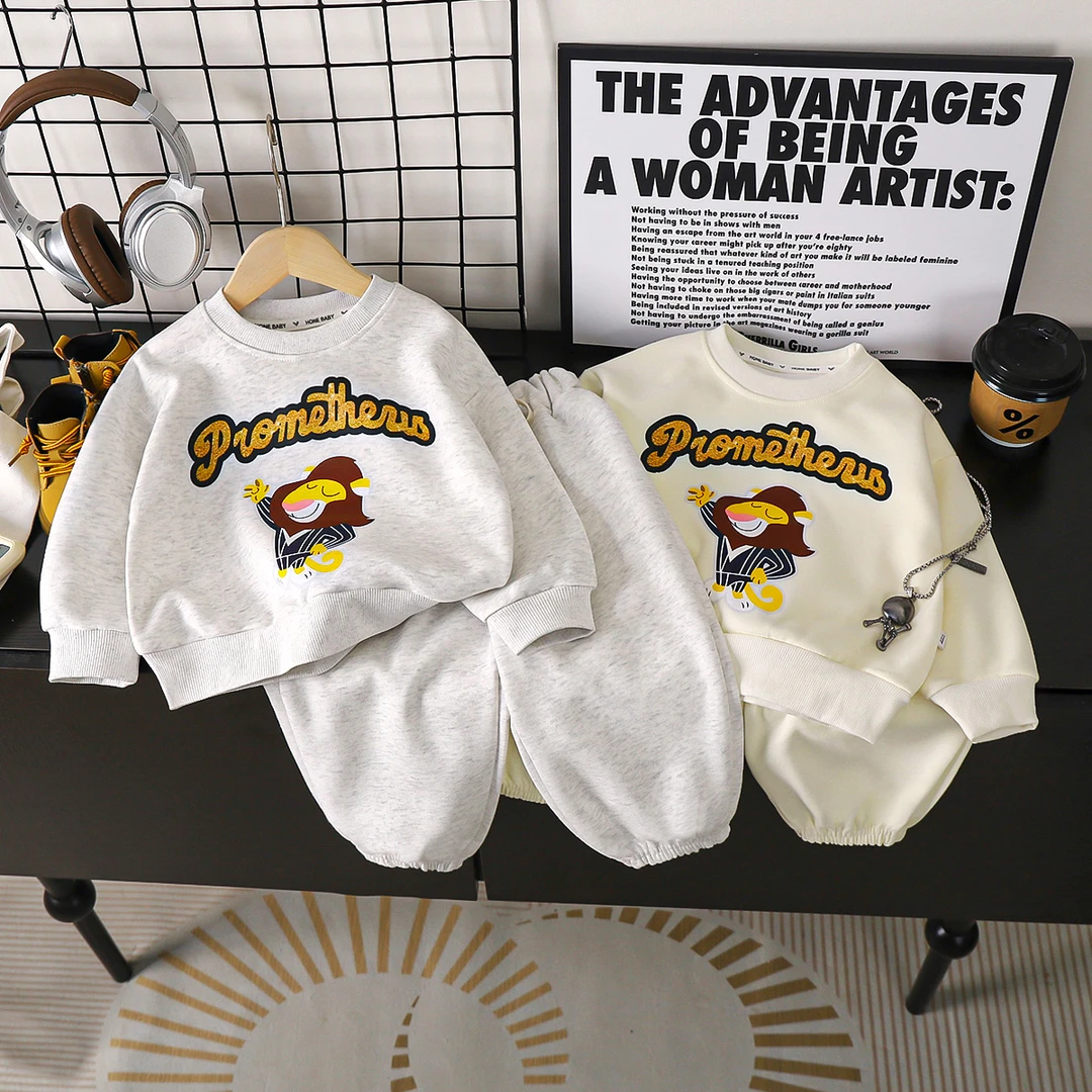 新款儿童春秋冬中大童卫衣套装韩版男童女童时尚宝宝长袖纯棉大童