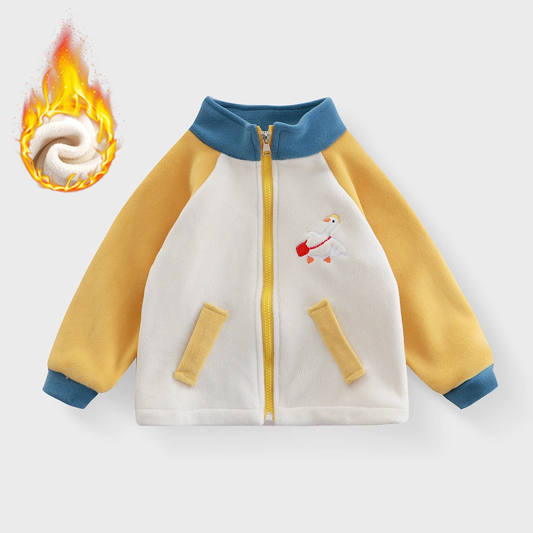 儿童秋冬加绒保暖棉袄外套卡通刺绣拼色可爱棉服中小童SK421