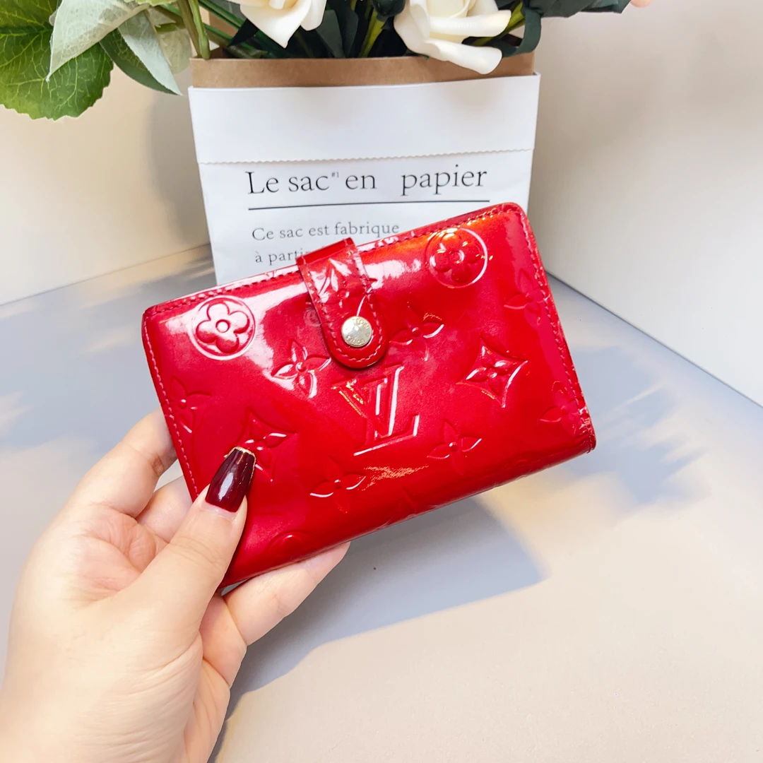 95新 LouisVuitton/路易威登 LV路易威登红色漆皮钱包  K02765