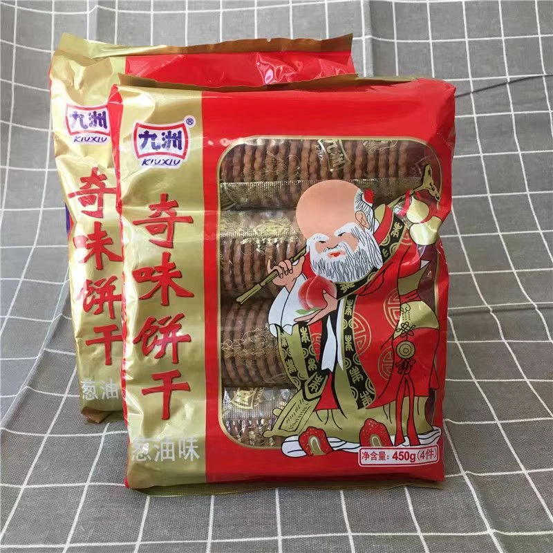 嘉士利九洲奇味葱油饼干九州老寿星饼干195/450g怀旧美丹零食批发