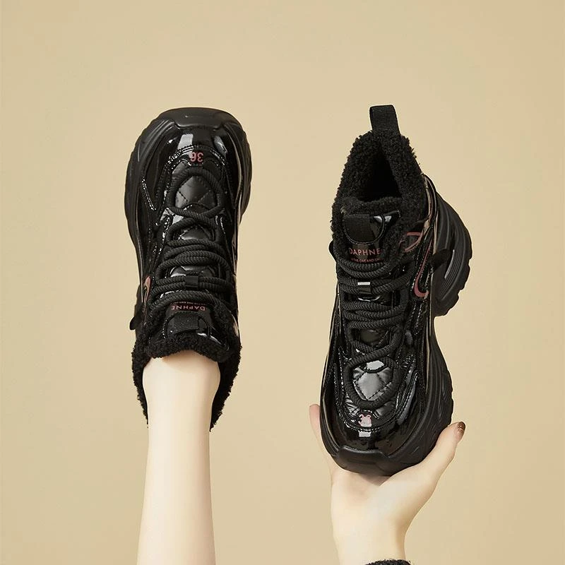 达芙妮厚底雪地靴女内增高加绒加厚保暖2024新款冬天运动鞋大棉鞋