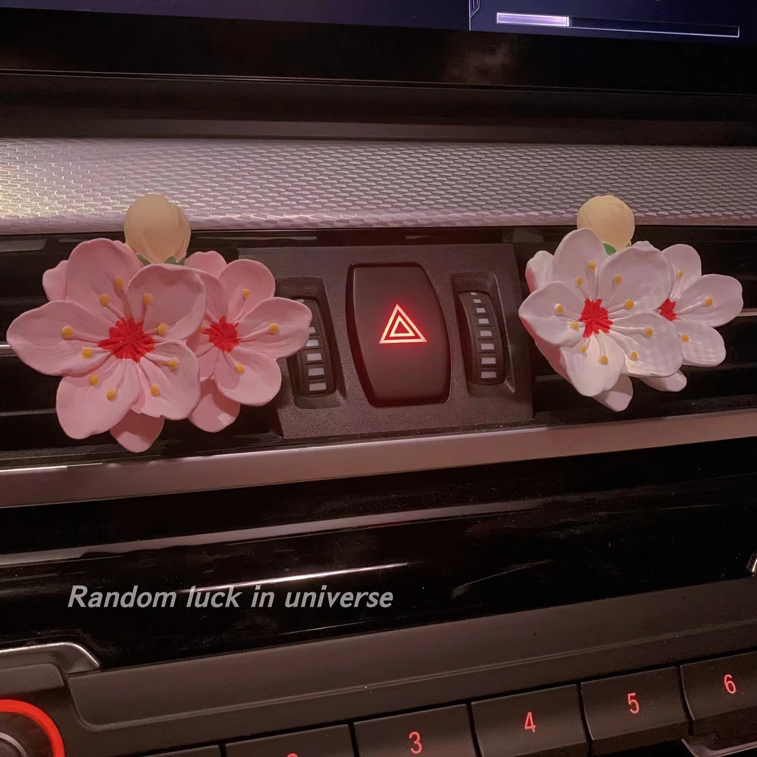 车载香薰桃花车内空调出风口装饰品手工扩香石女神款清新散发香水