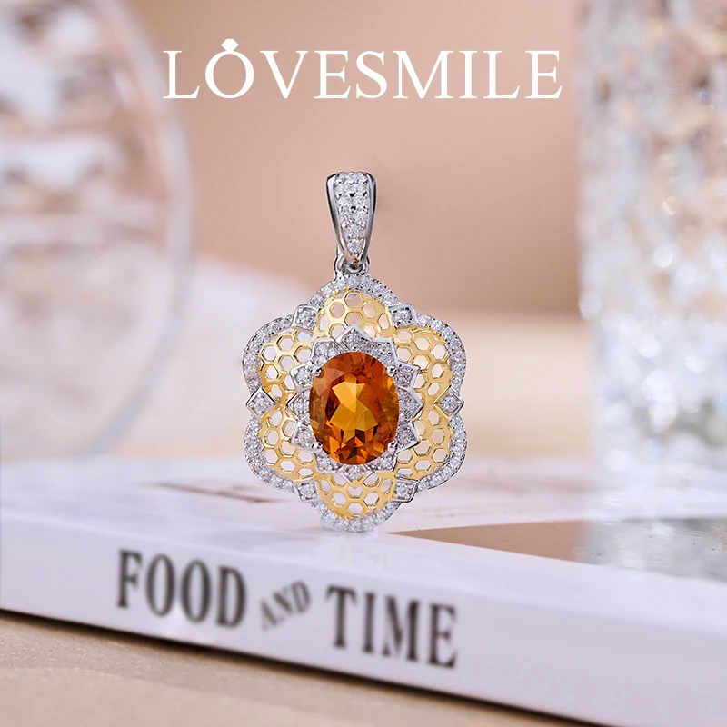 love smileS925银黄晶吊坠时尚精美轻奢气质百搭精致