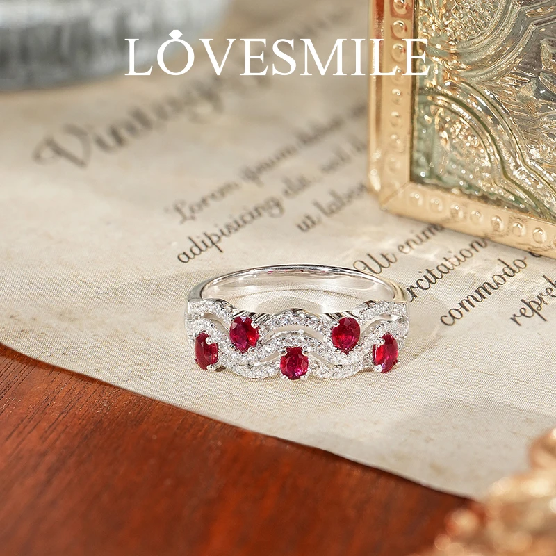 love smileS925银红宝石戒指精美气质优雅高贵