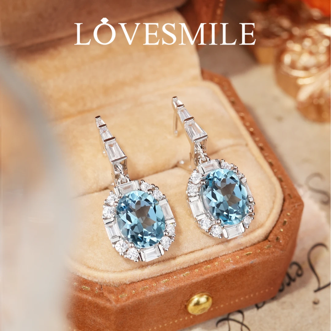 love smileS925银托帕石耳环时尚精美轻奢优雅