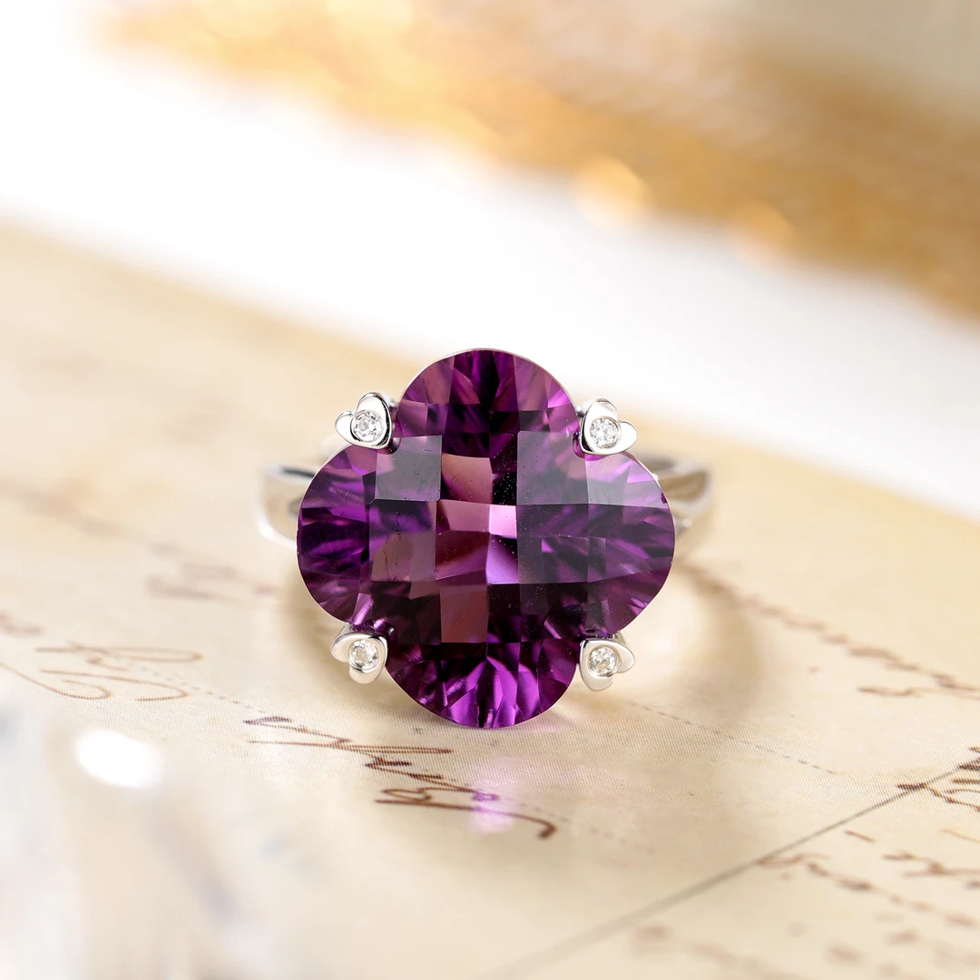 S925银紫晶戒指时尚大气精美简约气质