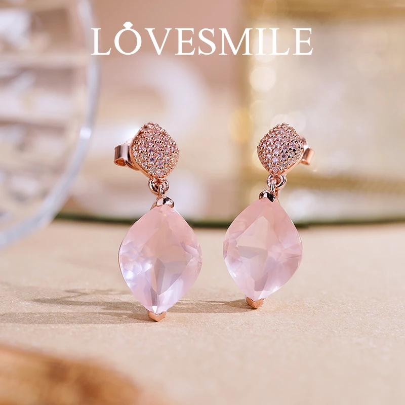 S925银粉晶耳环大气时尚精致轻奢