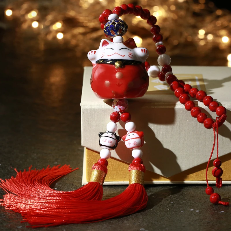 祝福猫本命年汽车挂件车内饰品车后视镜挂饰出入平安车挂件
