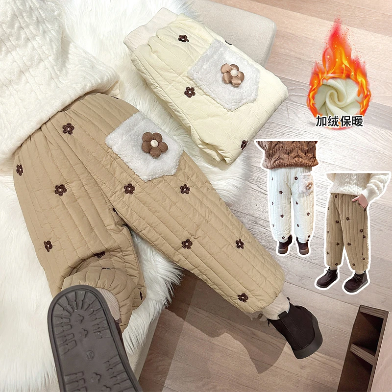 女童冬季棉裤加绒加厚洋气保暖儿童外穿冬款裤子女宝宝休闲裤新款