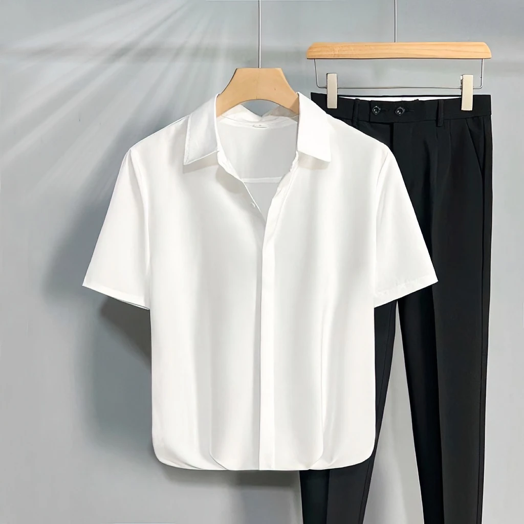 衬衫男短袖夏季薄款痞帅港风日系休闲宽松韩版潮流帅气网红衬衣男