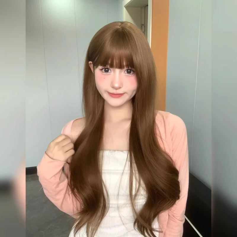 纤韵佳人假发女长发自然新款蜜茶亚麻色时尚大波浪长卷发全头套式