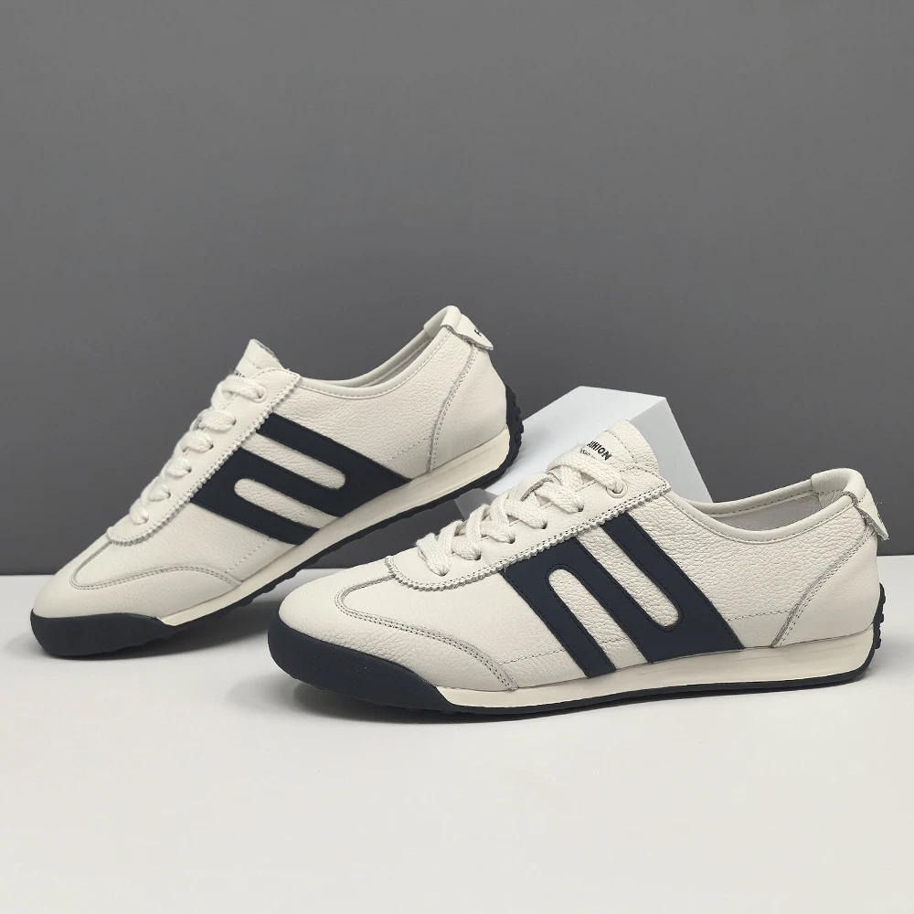 高端男士休闲鞋真皮板鞋男款潮流百搭鞋子欧洲站男鞋小白鞋德训鞋