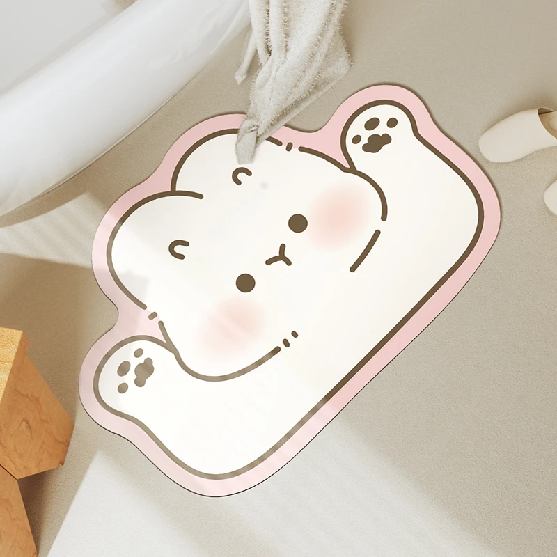 【花花東西】软硅藻泥吸水地#卫生间门口浴室防滑脚#卡通速干