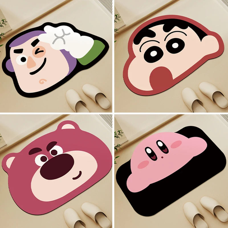 【活动冲量】草莓粉熊软硅藻泥吸水地#卫生间门口浴室防滑脚#卡通