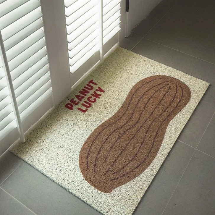 花生家用入户门地垫个性可裁剪蹭脚垫门口丝圈耐脏防滑除尘垫子