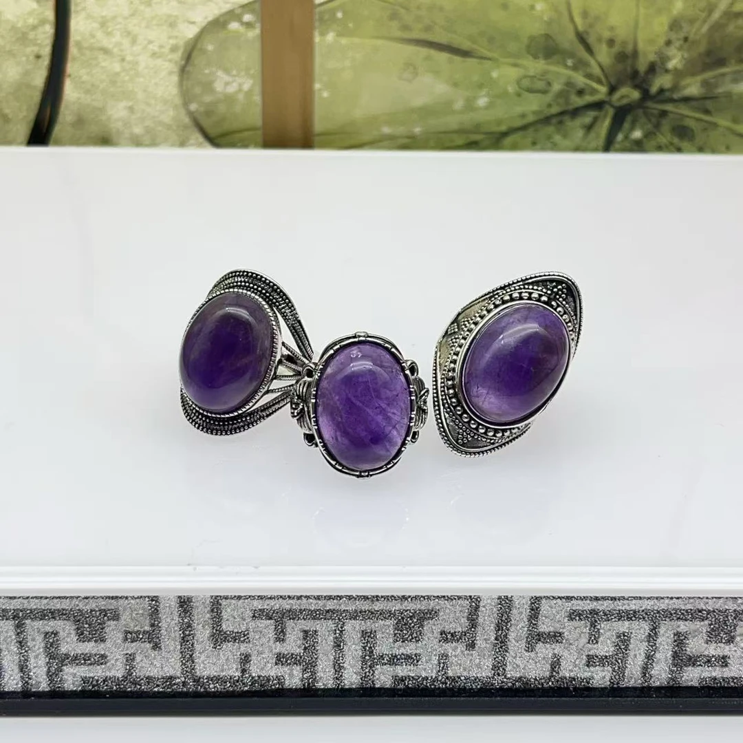 天然乌拉圭紫水晶戒指 K137—多样性发一