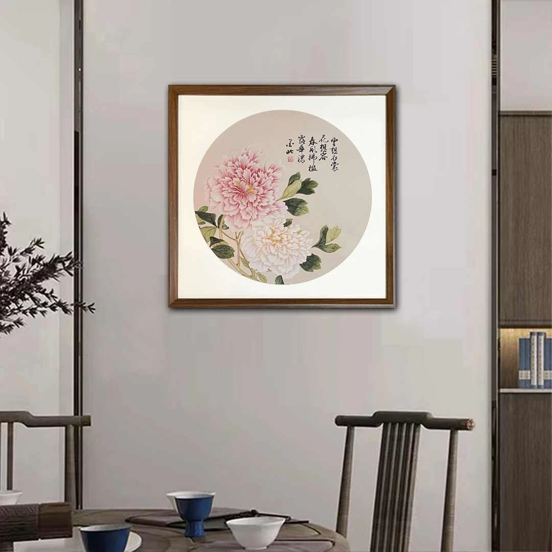 带框牡丹+画框定制 尺寸55*55cm