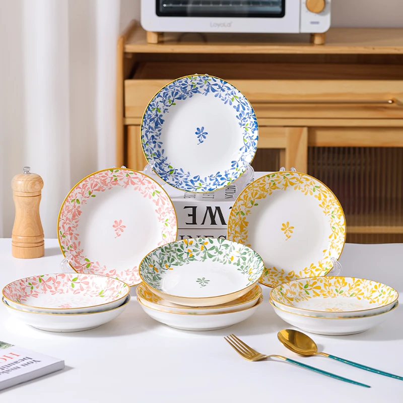 繁花似锦6.5英寸16.5cm圆盘10只装家创意陶瓷釉下彩盘