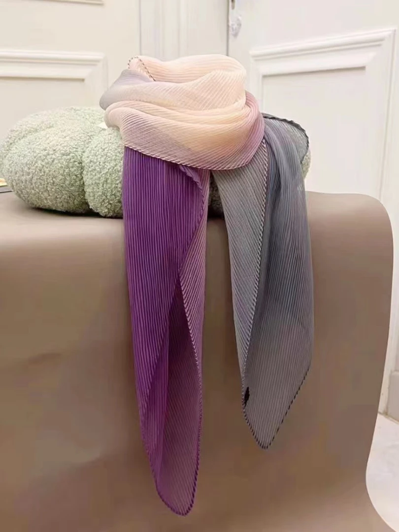 渐变色春秋新款长条丝巾女韩版丝巾网红时尚百搭女士