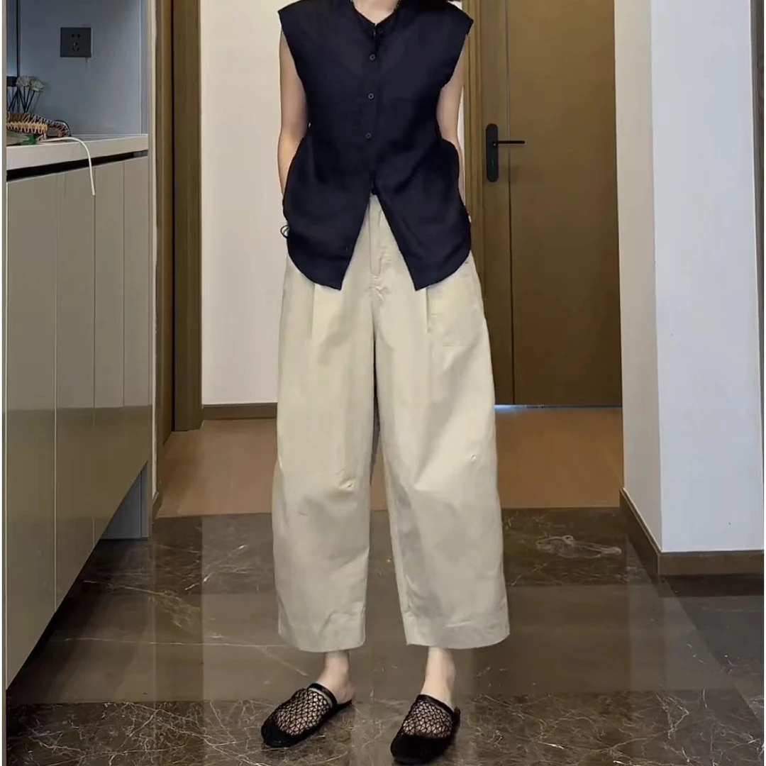 格洛森梨型身材宽松显瘦九分休闲裤夏季新款小个子减龄哈伦奶奶裤