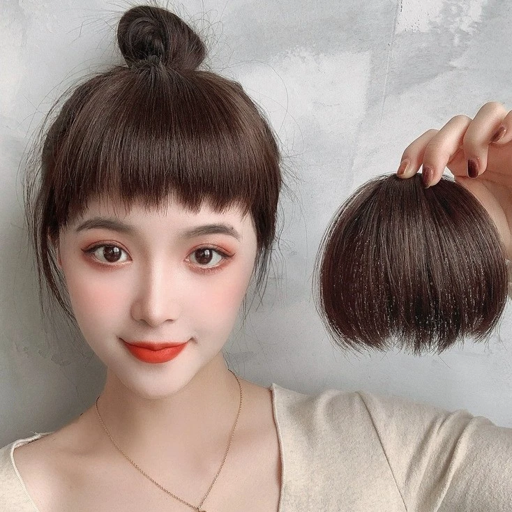 空气刘海片狗啃刘海女仿真自然前额新款甜美刘海假发隐形额头发帘