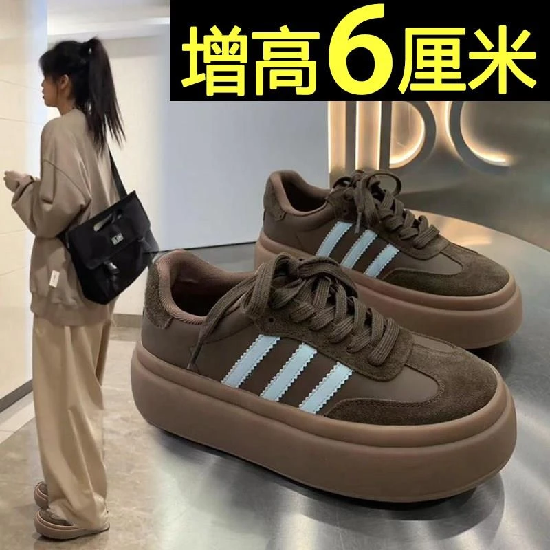 韩国德训鞋女2025新款秋季爆款厚底ins潮百搭内增高休闲运动板鞋