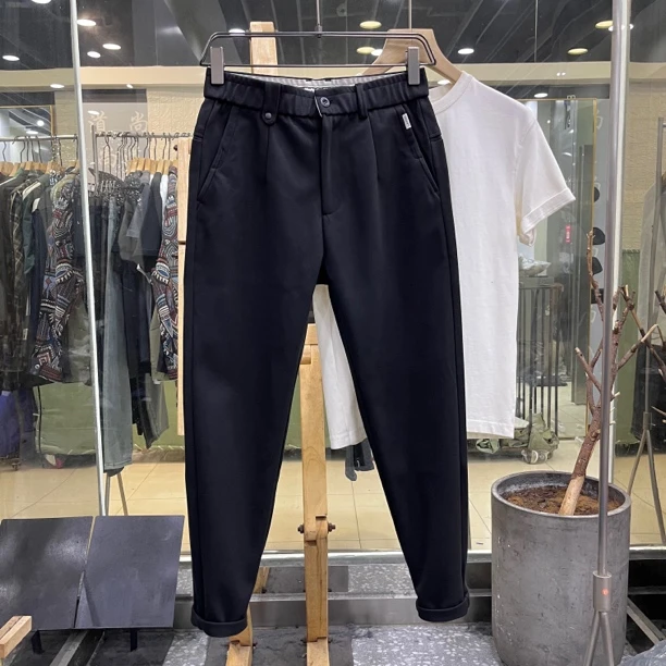 涤氨纺毛呢裤 秋冬款气质百搭质感休闲裤 修身垂坠简约男士长裤