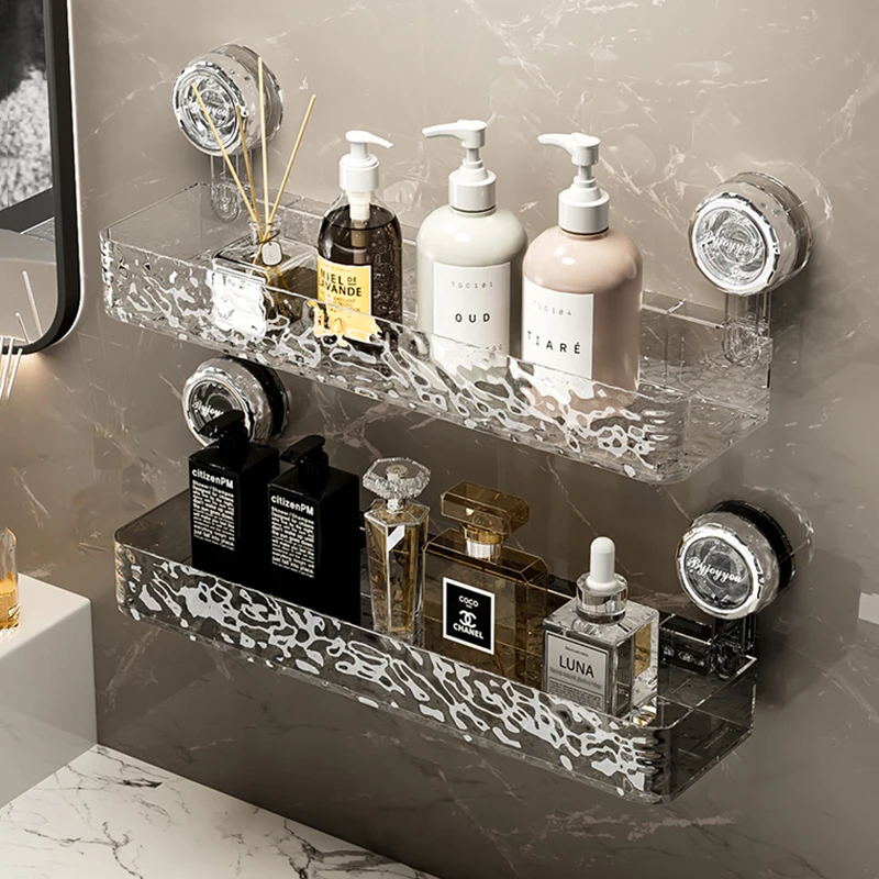 【佳立方】水波纹吸盘置物架卫生间洗漱台吸盘式壁挂化妆品收纳架子