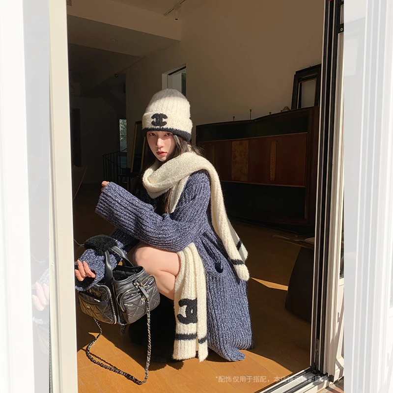 【日播专享五折】 法式风 定纺羊毛 长款西装外套毛衣RH233046