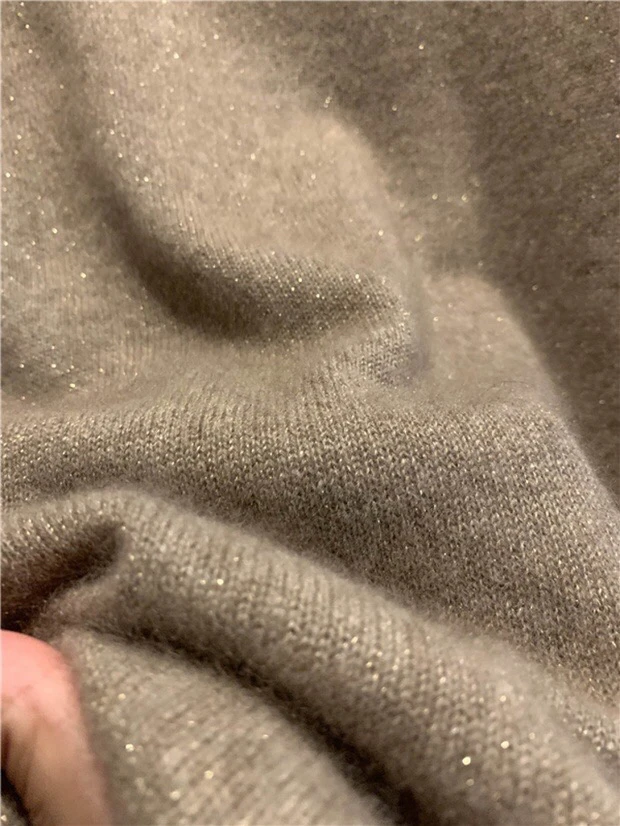 金银亮丝堆堆领羊毛打底衫