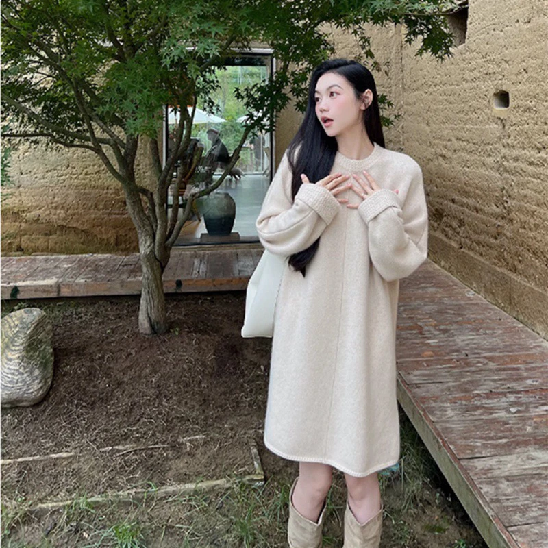 七针加厚裙水波纹慵懒版羊毛上衣