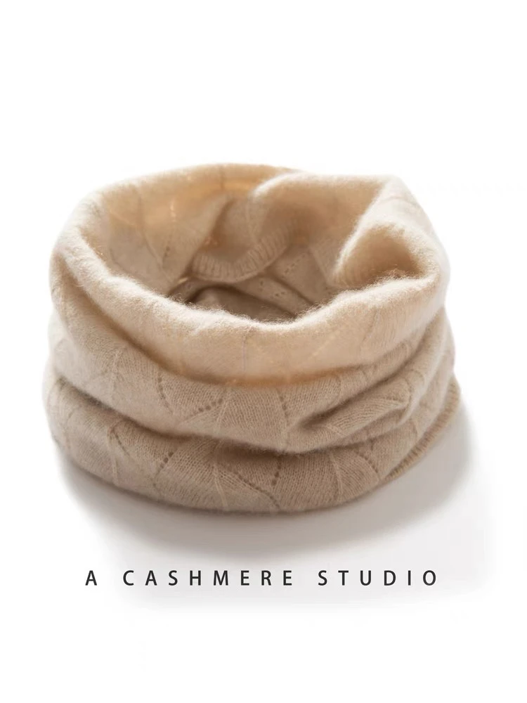 女士围脖镂空设计保暖护颈秋冬针织围巾