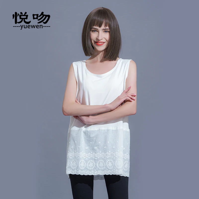 卫衣叠穿神器打底背心女内搭纯棉刺绣宽松长款屁帘下摆冬季遮屁股